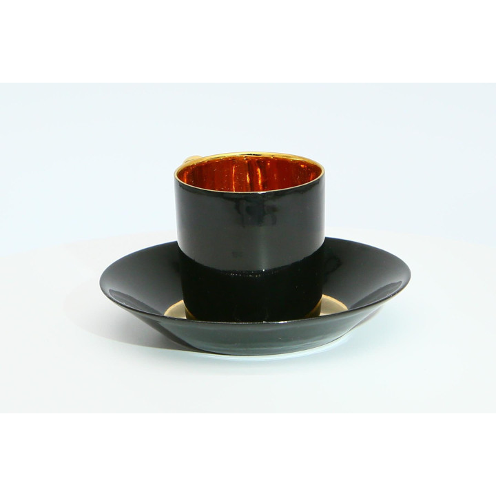 Limoges Art Déco Tasse & Untertasse - Schwarz & Gold