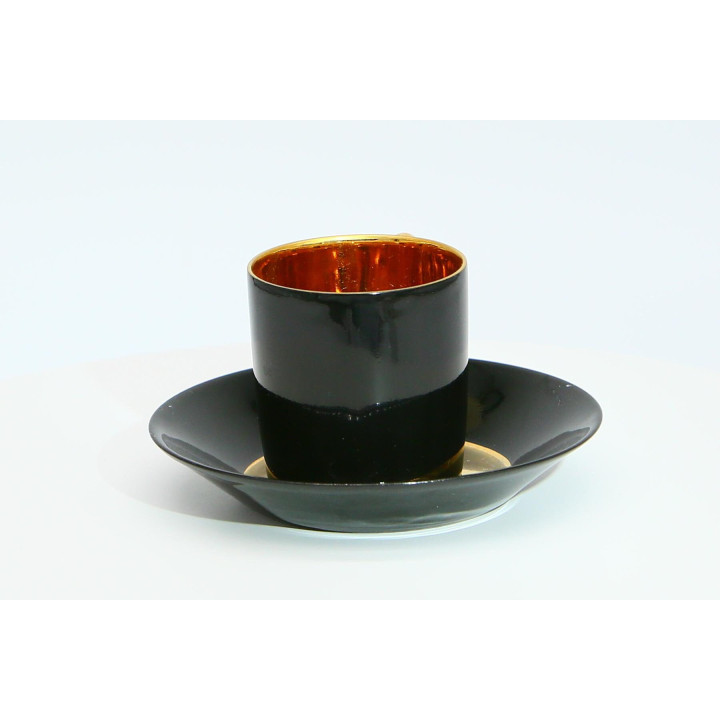 Tazza e Piattino Limoges Art Déco - Nero e Oro