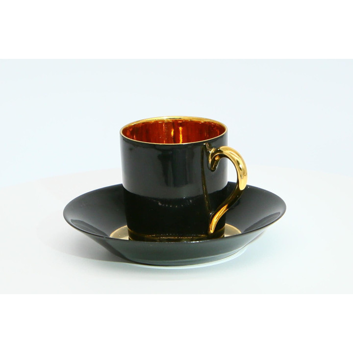 Taza y Platillo Limoges Art Déco - Negro y Oro
