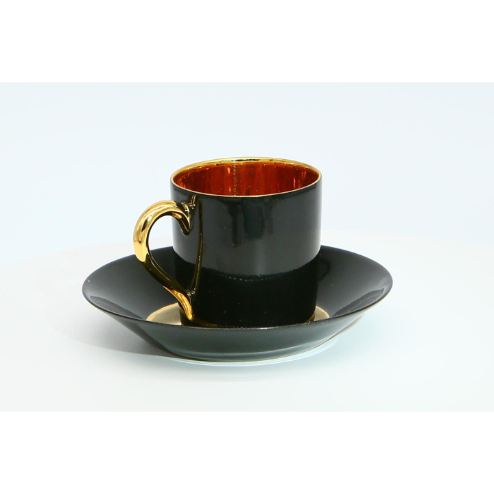 Taza y Platillo Limoges Art Déco - Negro y Oro