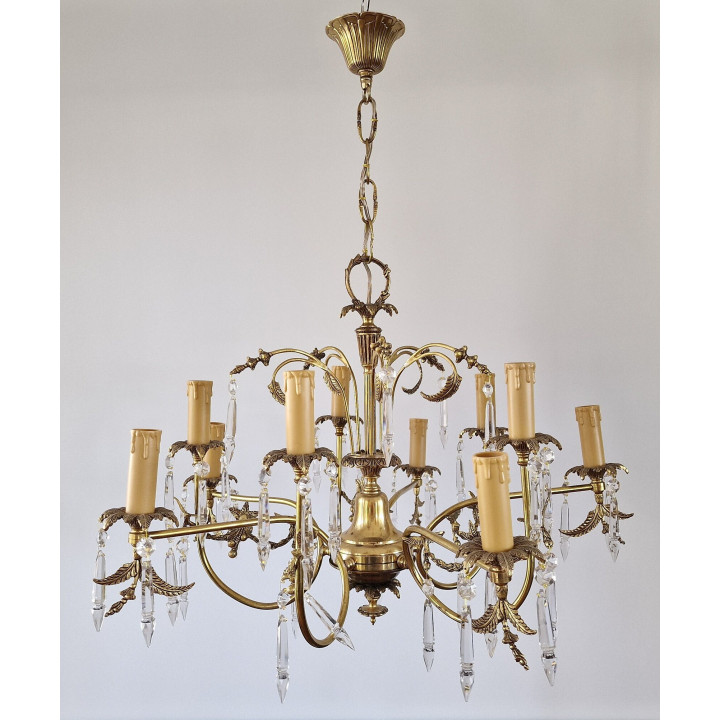 Lampadario Neoclassico in Bronzo anni '40 - 12 Bracci