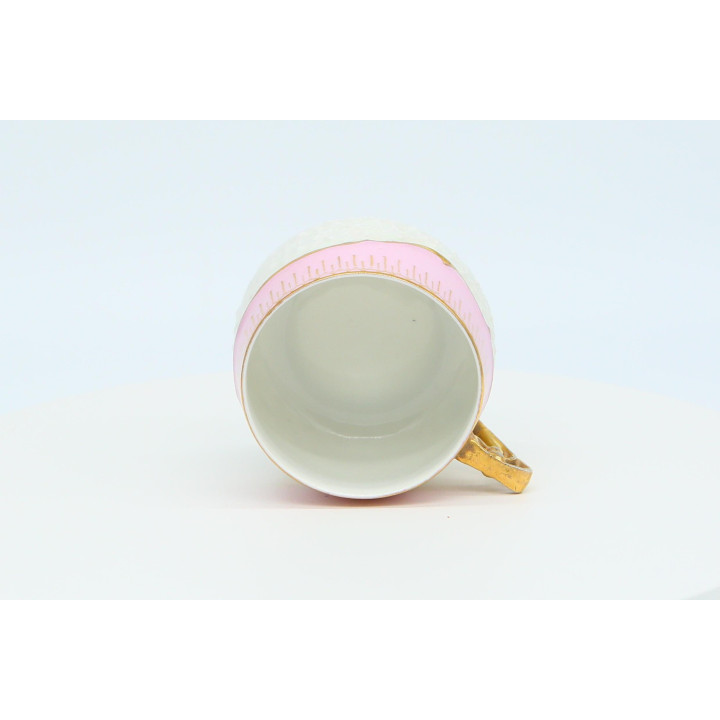 Tazza e piattino in porcellana antica 1900-1910 - Rosa e lustro