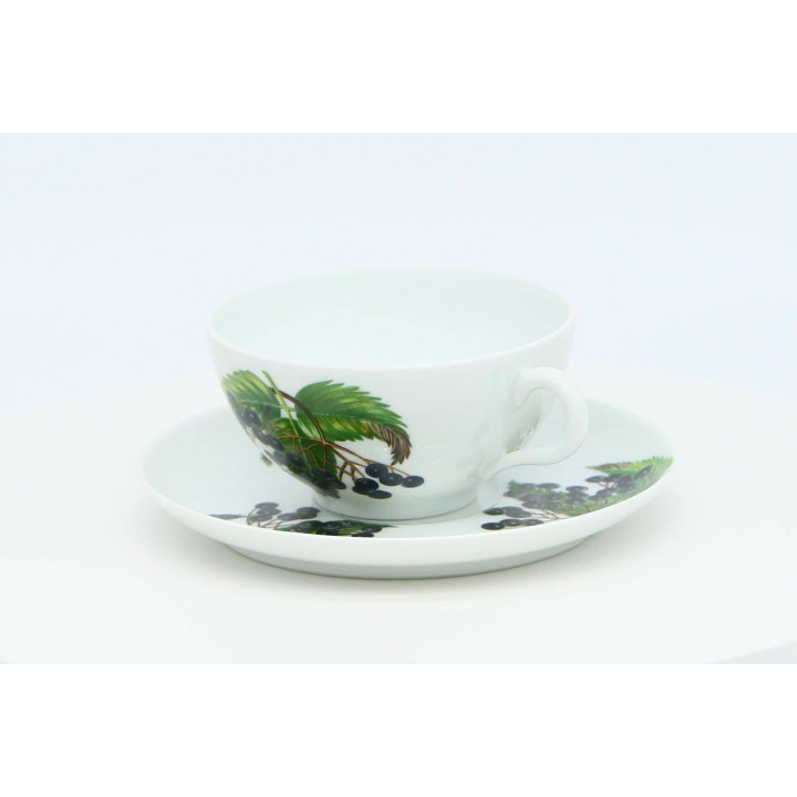 Tasse et Soucoupe Porcelaine de Paris Les Fruits Sauvages
