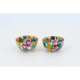 Cuencos de Té Mil Flores - Porcelana China Vintage 1970