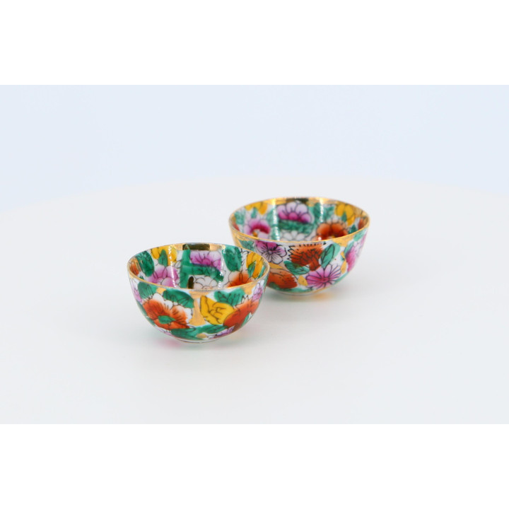 Cuencos de Té Mil Flores - Porcelana China Vintage 1970