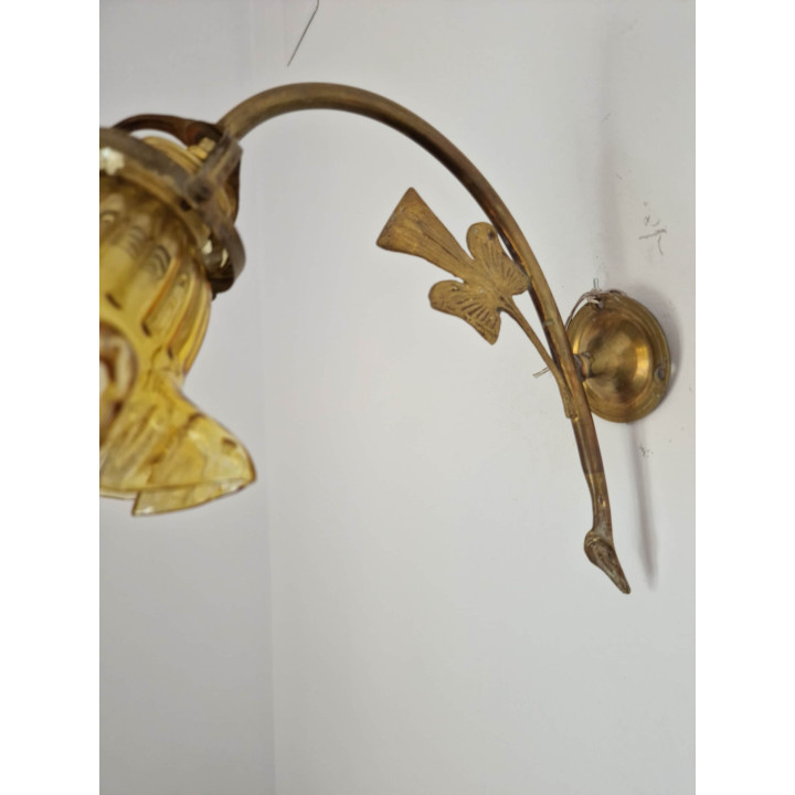 Applique Vintage in Bronzo e Vetro Ambrato (Anni '30) | Retrò