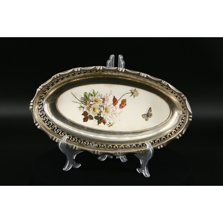 Centre de Table Vintage Céramique et Métal Années 90