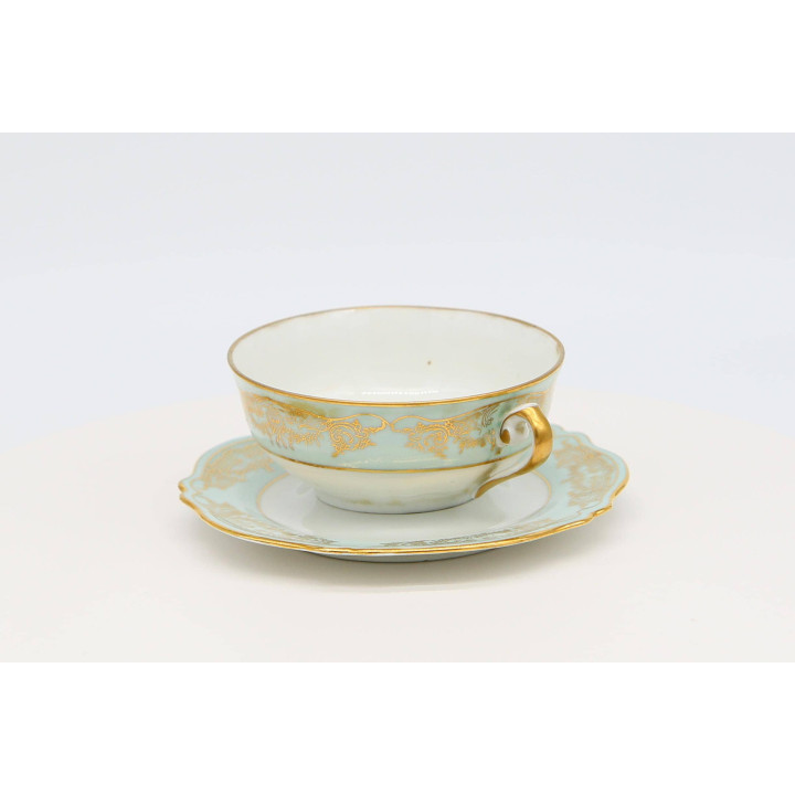 Tasse et soucoupe en porcelaine de Limoges Cenpor, 1910