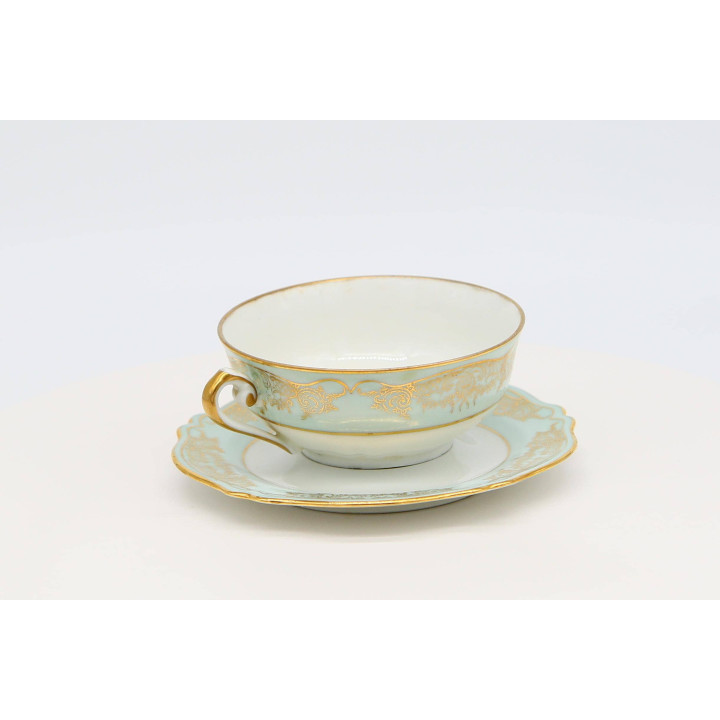 Tasse et soucoupe en porcelaine de Limoges Cenpor, 1910