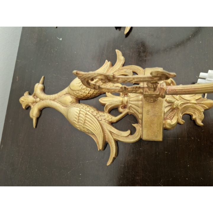 Coppia di applique anni '30 / Lampade da parete in bronzo e vetro
