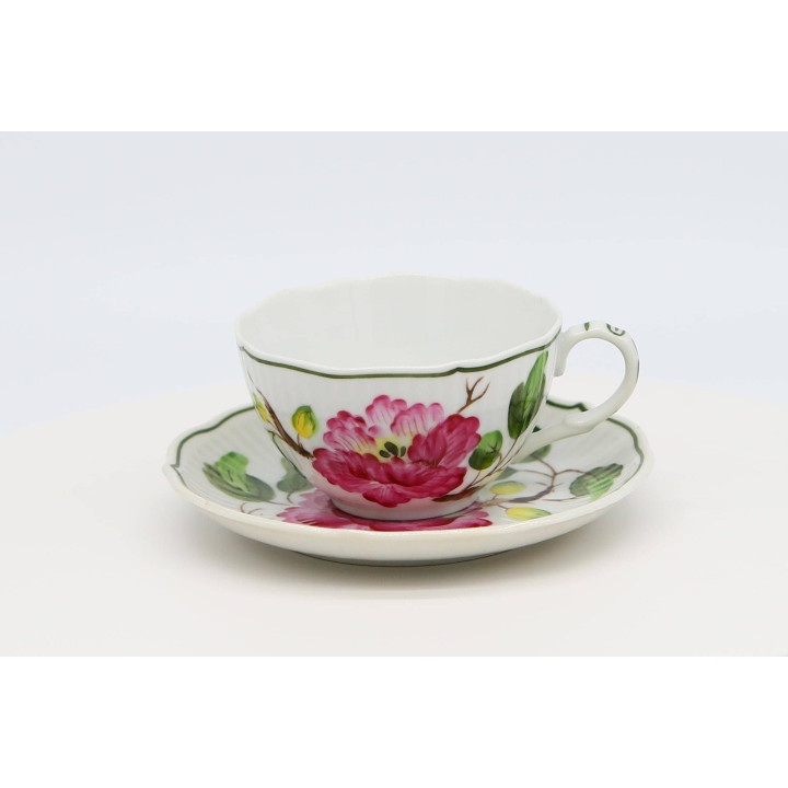 August Warnecke Hibiskus Theeset - Handgeschilderd Porselein 1960s