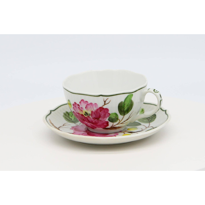 August Warnecke Hibiskus Theeset - Handgeschilderd Porselein 1960s
