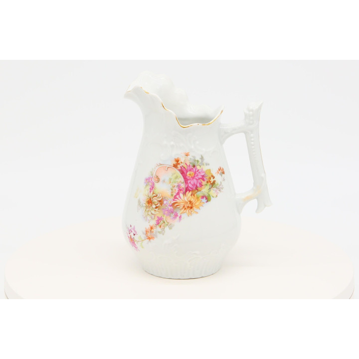 Vintage mlecznik porcelanowy, kwiaty i złocenia (lata 80.)