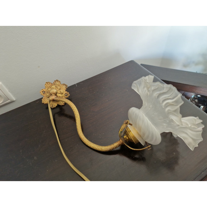 Applique Art Nouveau en Bronze et Verre, Années 30