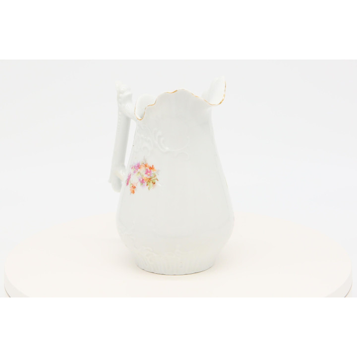 Vintage Floral Porcelain Milk Jug with Gold Trim (1980s)