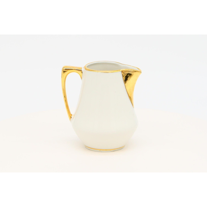 Vintage Limoges Porcelain Milk Jug 1980s — Bucolic Gold Scene