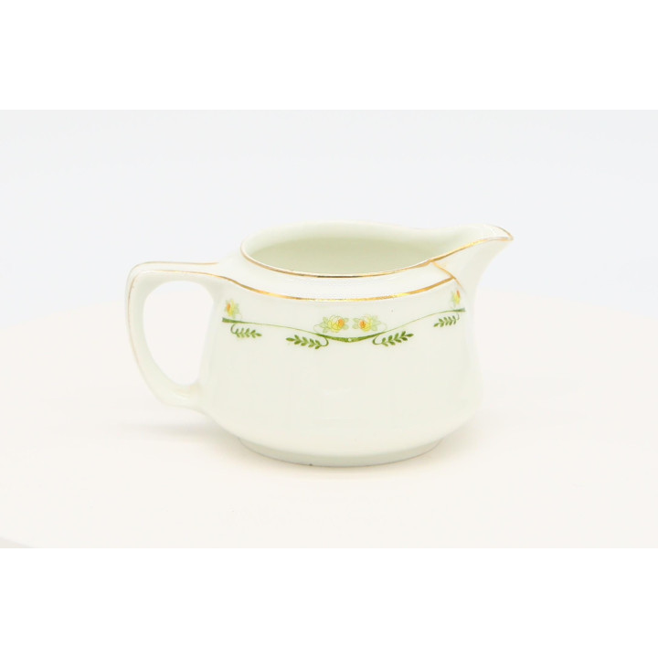 J. Hoyng White Porcelain Creamer with Yellow Roses & Gold Trim