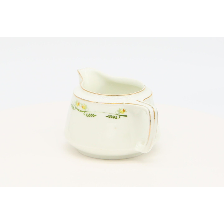 J. Hoyng White Porcelain Creamer with Yellow Roses & Gold Trim