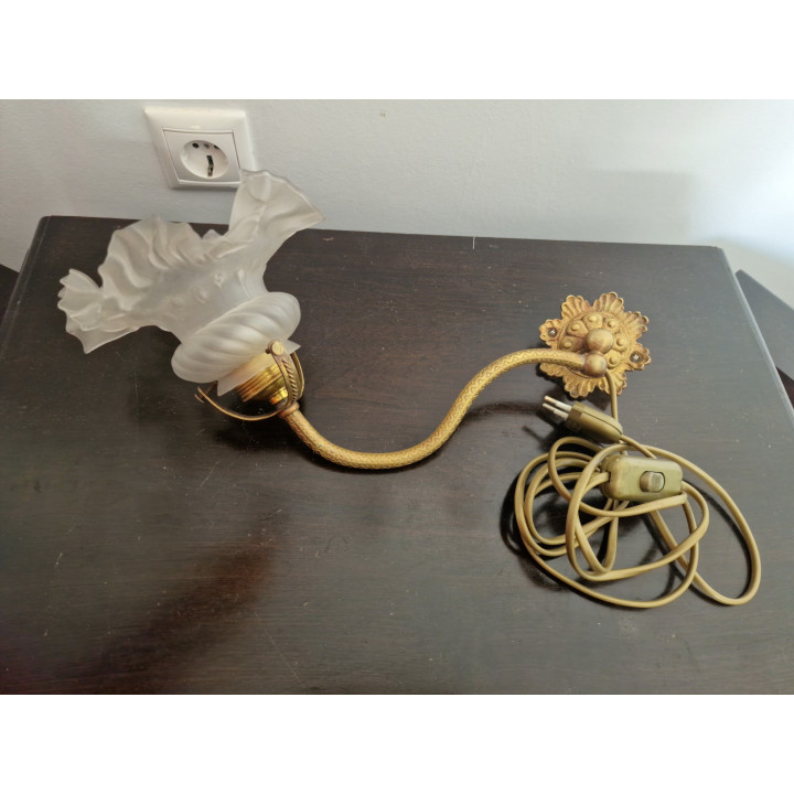 Art Nouveau Wandlamp Brons & Glas, Jaren 30