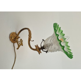 Art Deco Wandlamp jaren 30 - Messing & Opaalglas