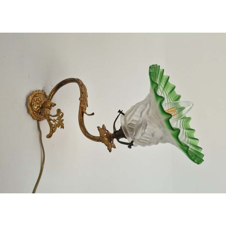 Art Déco Wandleuchte 1930er - Messing & Opalglas