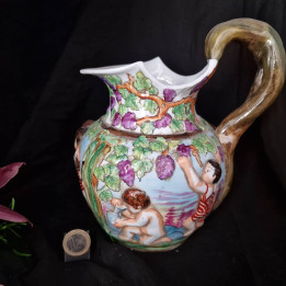 Jarra de Cerâmica Capodimonte Italiana anos 50 - Cena de Vindima