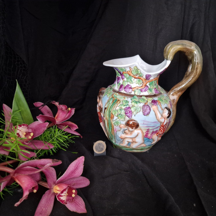 Jarra Cerámica Capodimonte Italiana 1950 - Escena de Vendimia