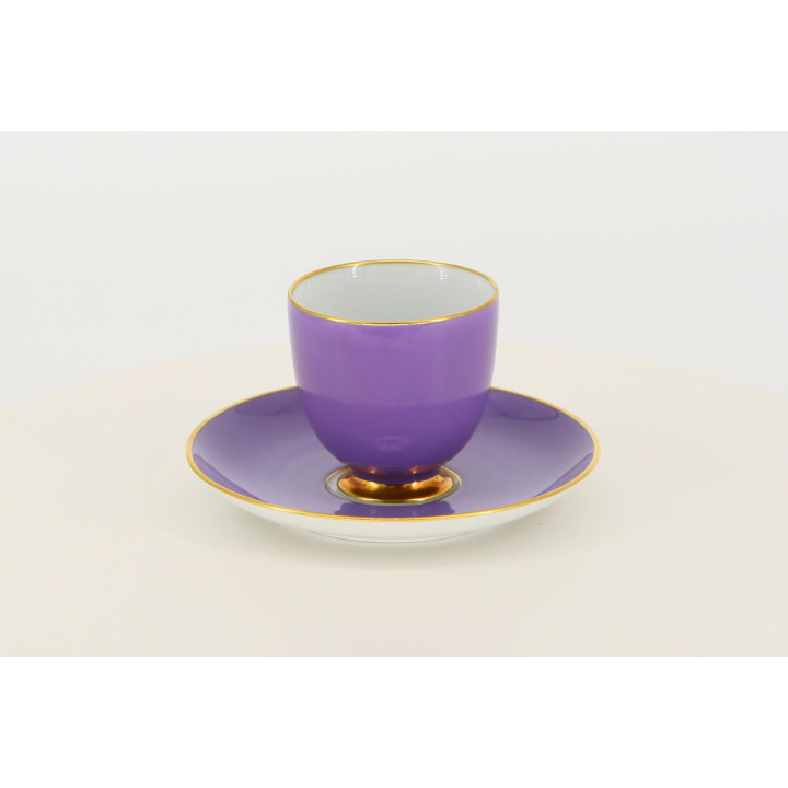 Vintage Fürstenberg Porseleinen Koffiekop en Schotel - Lila & Goud