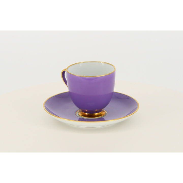 Taza y Platillo Fürstenberg Vintage - Porcelana Lila y Oro