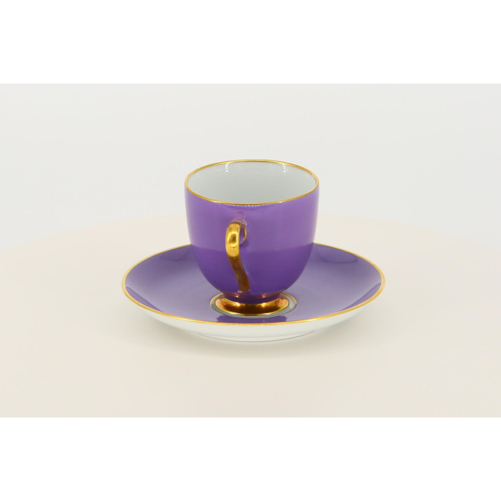 Vintage Fürstenberg Porseleinen Koffiekop en Schotel - Lila & Goud