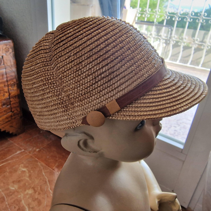 Casquette vintage en paille pour enfant 1960