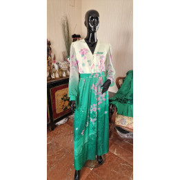 Vintage 1970s Natural Silk Maxi Dress | Spanish Couture