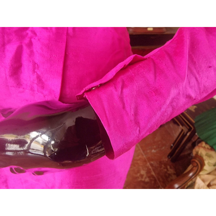 Винтажный шелковый костюм Pilar Diez 1980-х из фуксии - XS