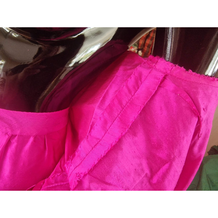 Conjunto Vintage Pilar Diez 1980 Alta Costura Seda Fucsia - XS