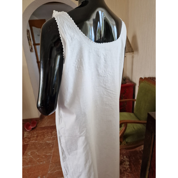 Chemise de Nuit Vintage 1940 Coton et Broderie Main