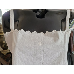 Винтажная комбинация 1950-х из хлопка с вышивкой
