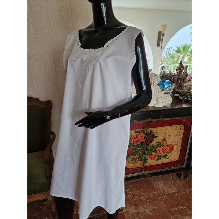 Camisón Vintage 1930 de Algodón con Bordado a Mano