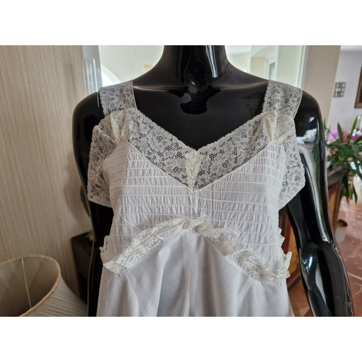 Camisola Vintage Anos 1950 Algodão e Renda