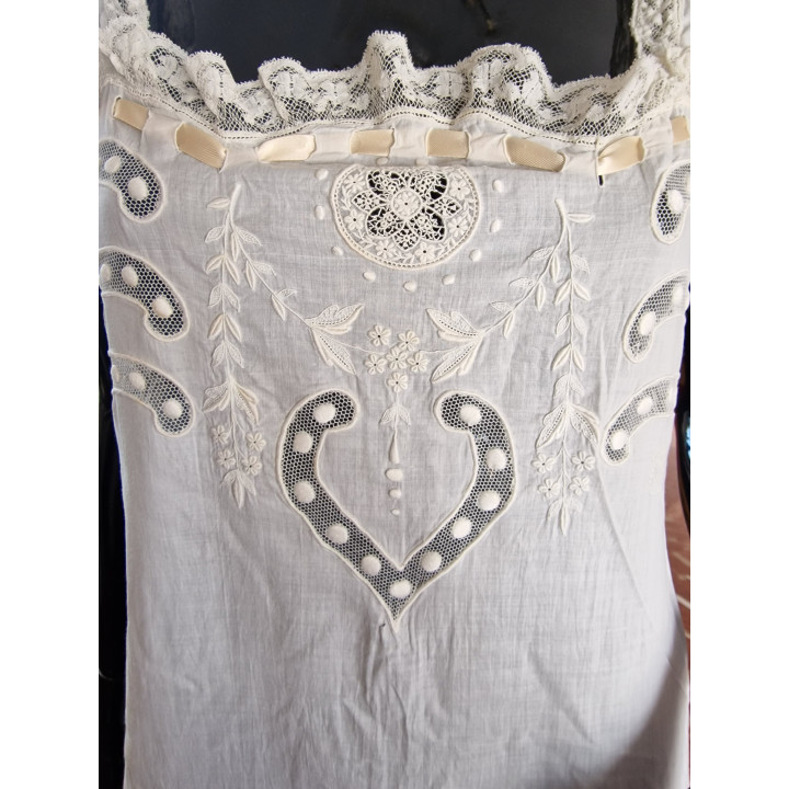 Camisola Antiga de Linho Época Edwardiana 1900