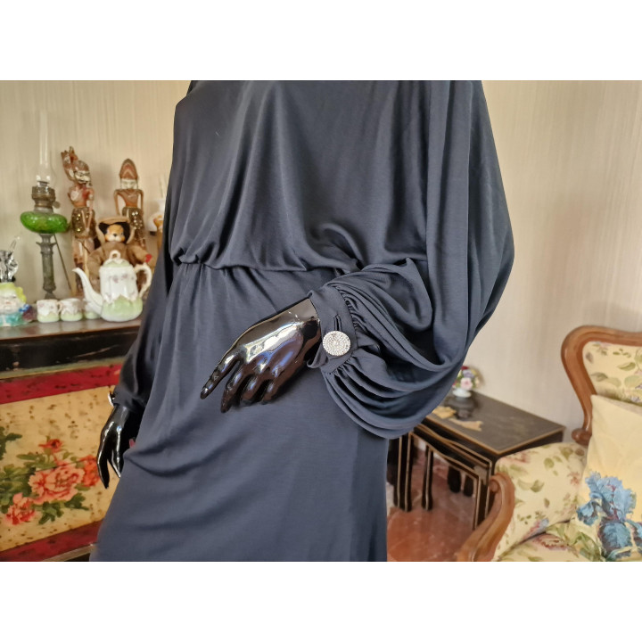 Vestido de Noche Vintage 70s-80s | Punto Fino y Botones Joya