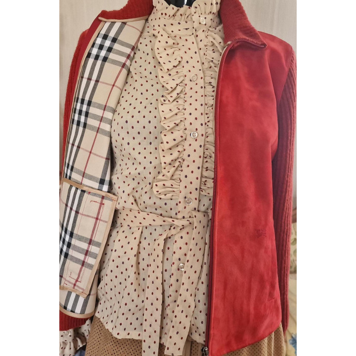 Винтажная куртка Burberry London - Замша и трикотаж
