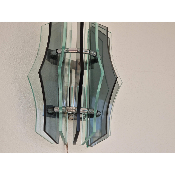 Veca Murano Wandleuchte (Italien, 1970er) - Grünes Glas & Chrom