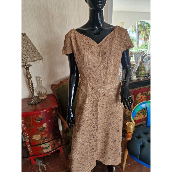 1950s Madelyn Modes Guipure Lace Cocktail Dress