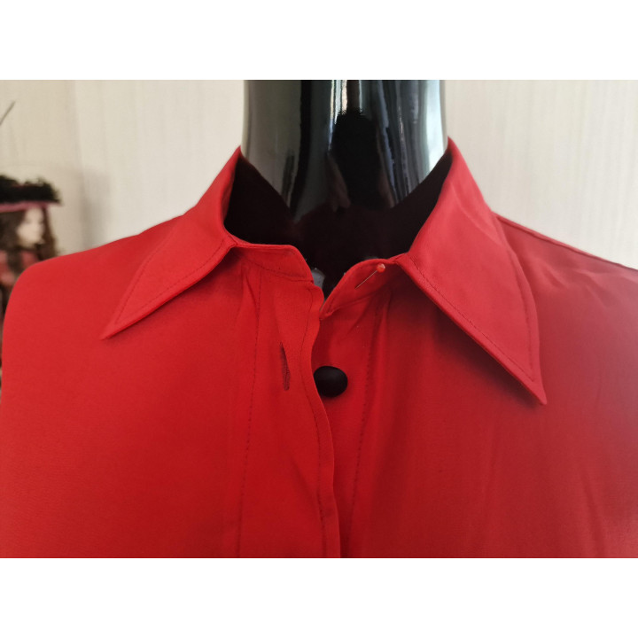 Vintage rote Satinbluse Ugo Perretazi 1970er Jahre (XS)