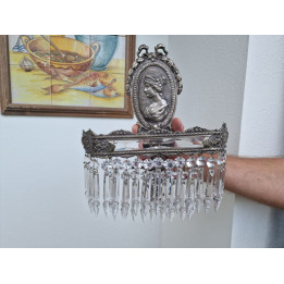 Antique Empire Wall Sconce | Silver Plated Crystal Lamp