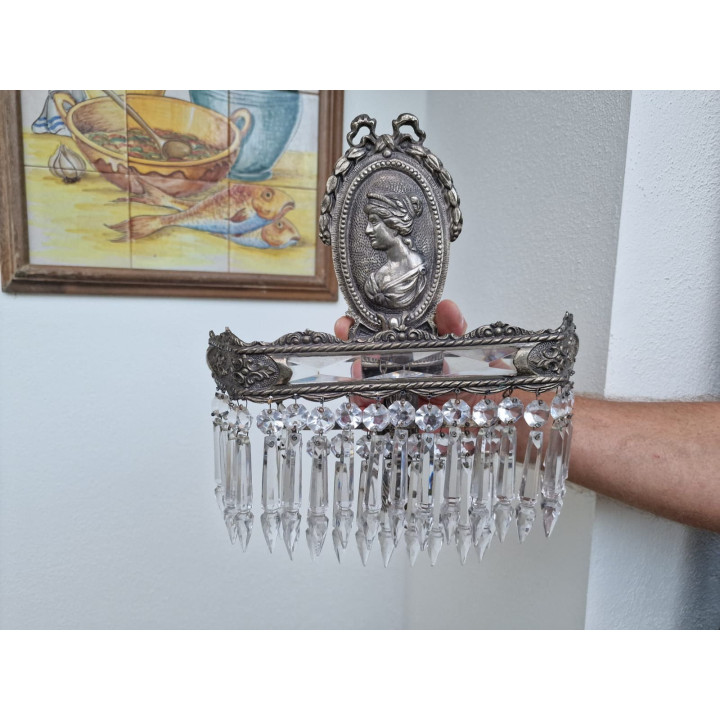 Antike Wandleuchte Empire Stil | Kristall-Tropfen Lampe