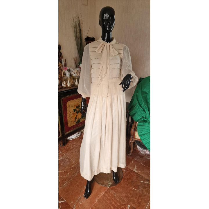 Completo Vintage in Seta 1970 Madrid — Taglia XS