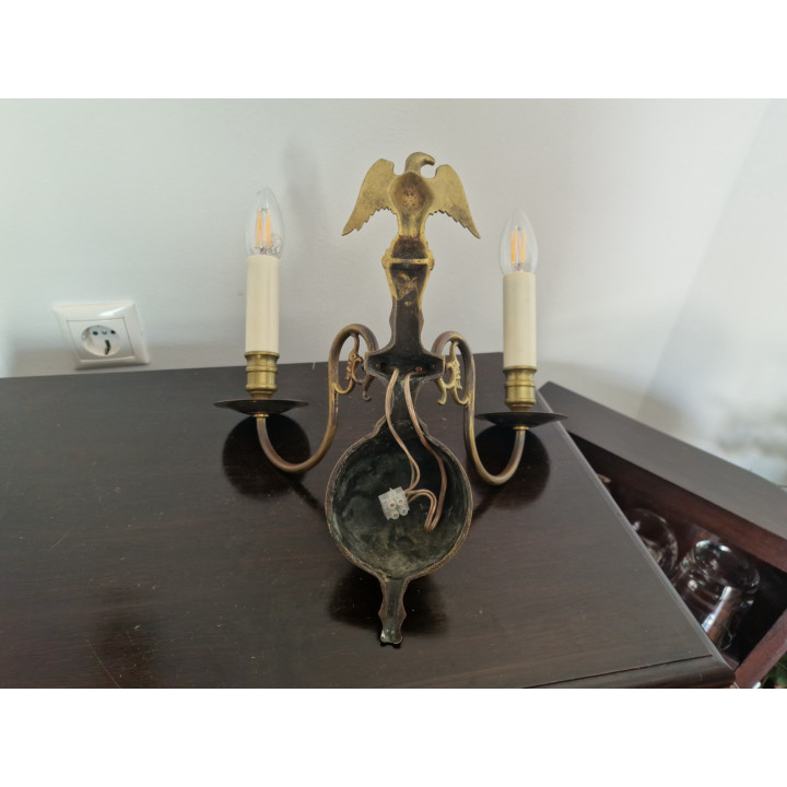 Pair of Neoclassical Brass Eagle Wall Sconces (1930s)
