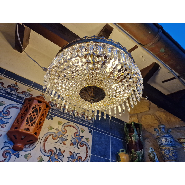 1930s Vintage Spanish Uranium Glass Chandelier
