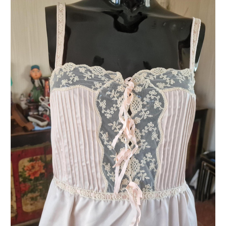 Vintage 1960er Zandra Lingerie-Set - Rosa Nachthemd